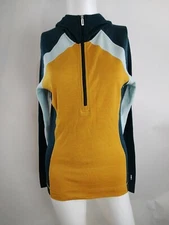 SmartWool Women Classic Thermal Merino B/L Half Zip Hoodie Gold Medium 16719-K41