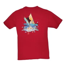 Guy Harvey Aftco Boys XL Red Fishing T-Shirt Tee Bluewater Summer