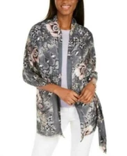 INC Snake Reptilian Print Garden Flowers Women's Scarf Wrap pashmina Grey #31