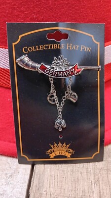 Oktoberfest Alphorn Germany Banner Hat Pin with charms