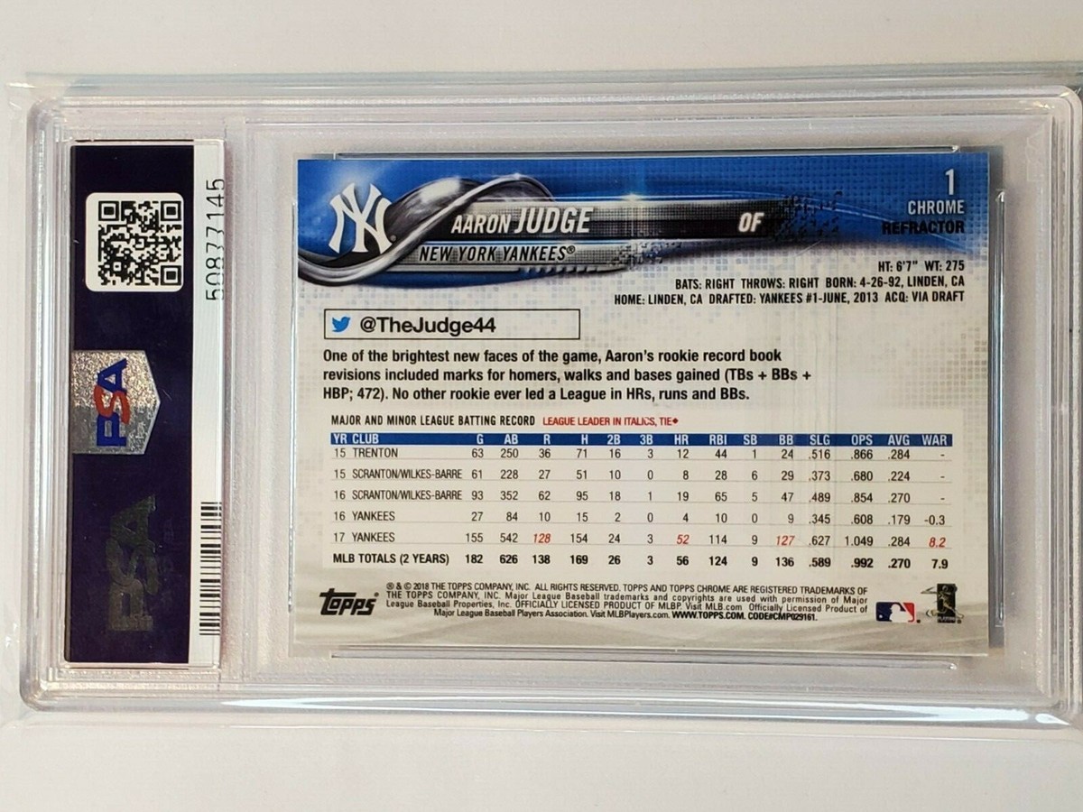 Aaron Judge PSA 10 Gem Mint 2018 Topps Chrome Refractor #1