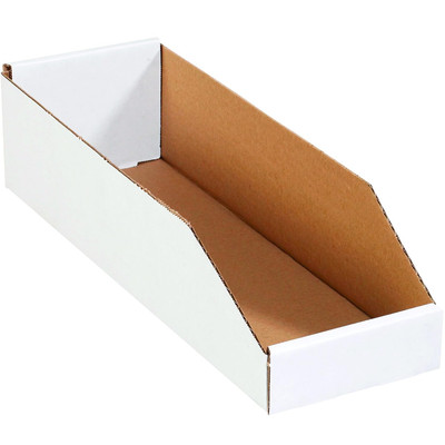 SNBINBWZ618 Open Top Bin Boxes, 4.5'' Height X 18'' Length X 6'' Width, White (Pack