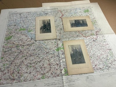 ZZ) Belgien Ypern etc 1. Weltkrieg Gebietskarte & 3 Fotokarten Restposten .....................