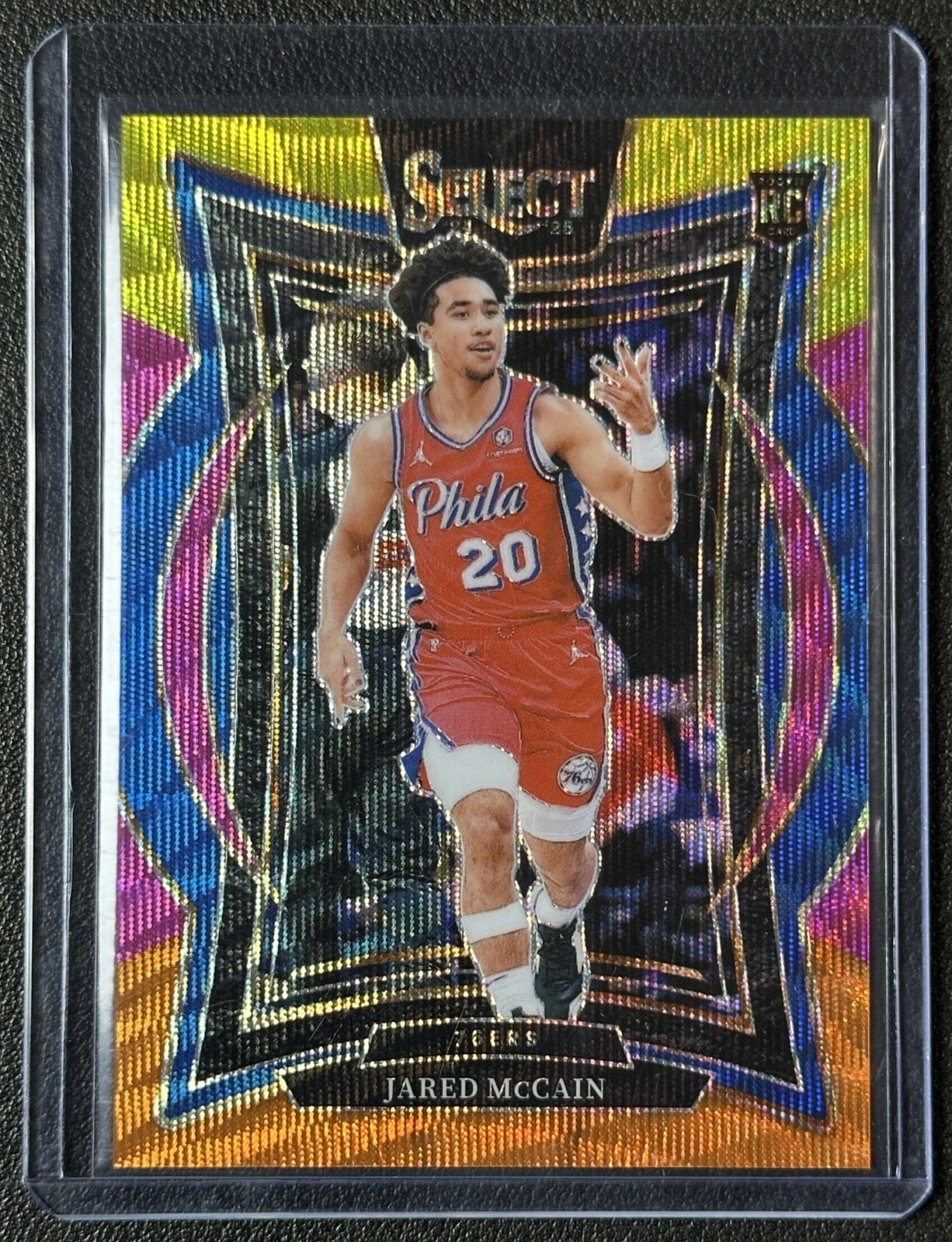 JARED MCCAIN 2024-25 PANINI SELECT #82 CONCOURSE MULTI WAVE PRIZM RC 7/20 76ERS