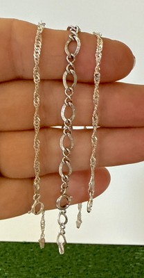 Vintage Set x 3 Sterling Silber 925 verschiedene Stile Kette Armbänder 7,5'' #2