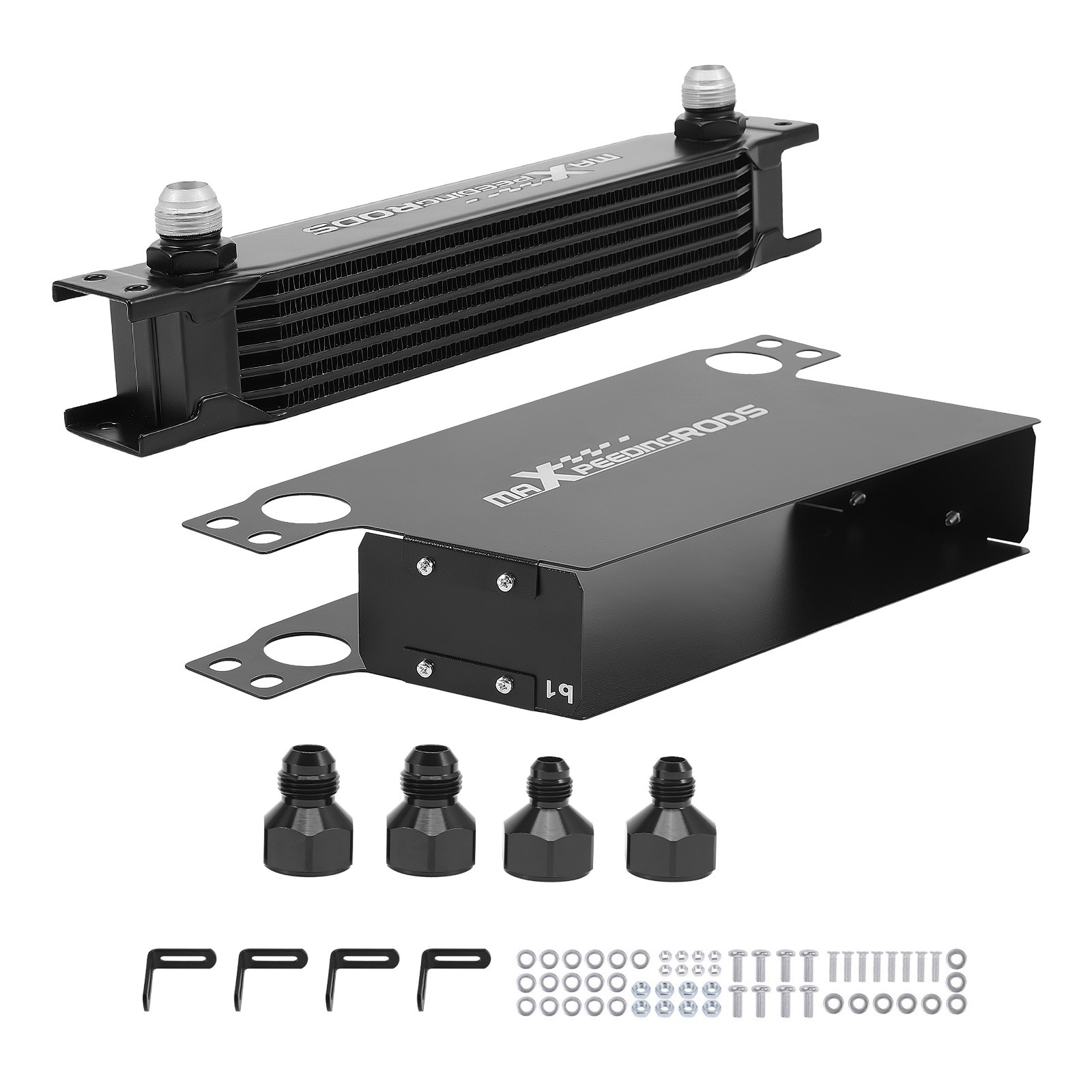 Universal 7 Row Engine Oil Cooler 10AN Aluminum British Style w/ Fittings