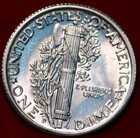 Uncirculated 1940-D Denver Mint Silver Mercury Dime — photo 2