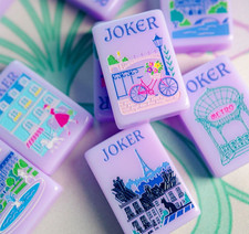 2026 Purple American Mahjong Game Set, 160 Paris Mah Jong Tiles
