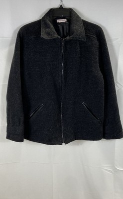 Vintage 90s Esprit Basix Women's Charcoal Gray Wool Full Zip Coat Sz L
