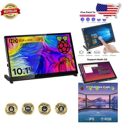 Portable 10.1'' HDMI Monitor IPS 1024x600 Touchscreen for Raspberry Pi Xbox PS4