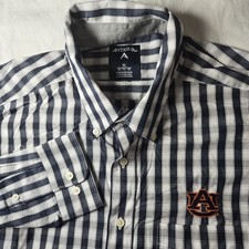 Antigua Auburn Tigers Mens Long Sleeve Button Down Checkered Shirt XL EUC
