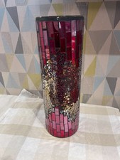 Large Mosaic/Cracked Glass Red Vase 13.5"