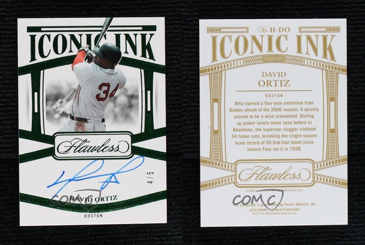 2024 Panini Flawless Iconic Ink Emerald 4/5 David Ortiz #II-DO Auto HOF view 3