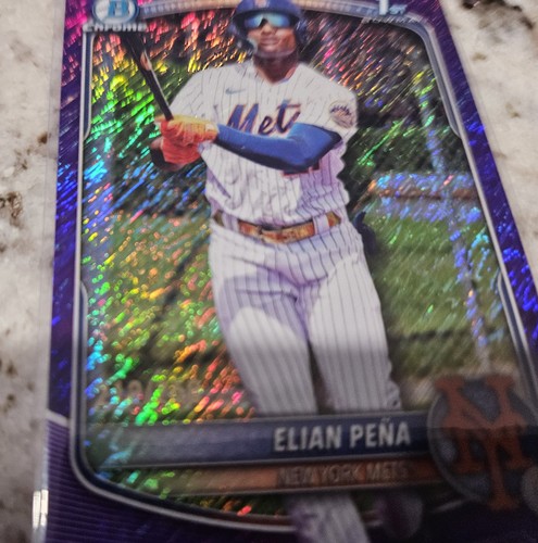 2025 Bowman Chrome Prospects Purple Shimmer Refractors Elian Pena /250 NY Mets - Bild 2 von 3