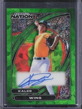 2026 Leaf Baseball Nation #BA-KW2 Kaleb Wing Green Cracked Ice Auto #/5