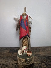 Carved Wood Native American Kachina Statue Made By J.L Hill 2006 - 14.5" Tall 