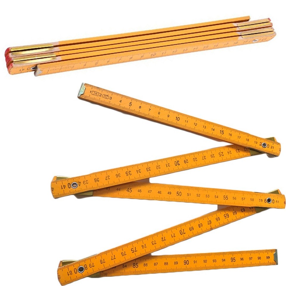 G Fold Ruler Wooden Folding Ruler Metric 1 Meter Orange Scale for Painting Drawing ...