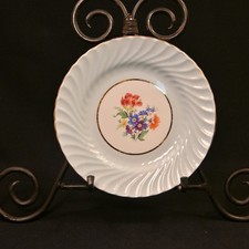 Aynsley Bread & Butter Plate 6.5" Swirl Blue Mist Floral Center Gold 1951 C602