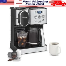 12-Cup Coffee Maker Automatic Hot Iced Single Serve Brewer Stainless Steel New