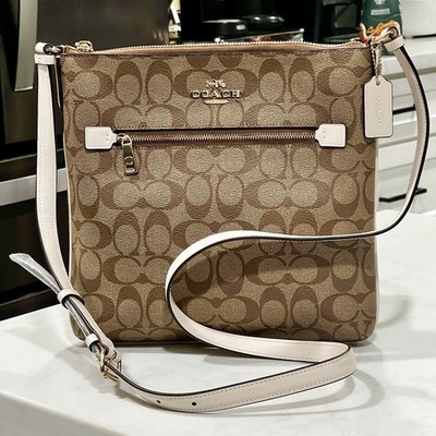 Coach Signature Rowan File Bag in Khaki/Chalk C1554- NEW without TAGS!