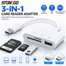 3 in 1 Micro USB Type C Adapter USB TF SD Card Reader USB-C Memory Card Adapter