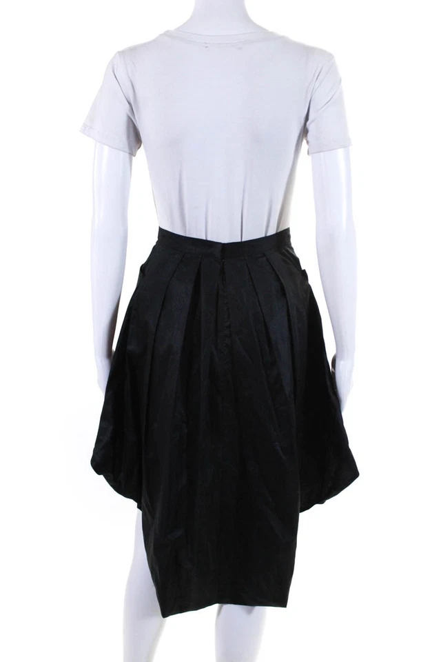 Falda Cynthia Rowley para mujer negra de algodón forrada en seda detalle drapeado alta-baja talla 0 Foto 3 de 4