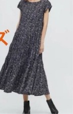 UNIQLO Floral Pattern Long Dress Blue S Spring/Summer Used