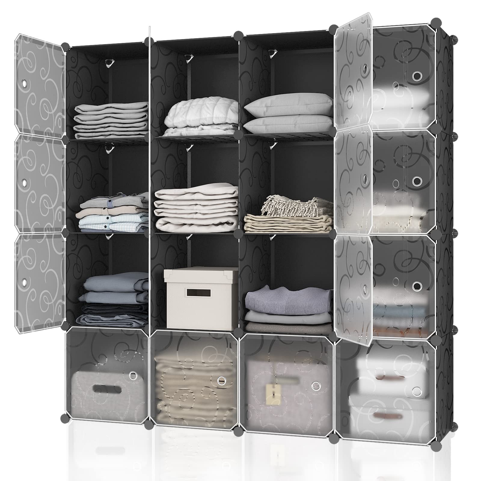 16 Cube Storage Organizer,Portable Plastic Storage Cabinet,Closet.Stackable C...