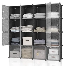 16 Cube Storage Organizer,Portable Plastic Storage Cabinet,Closet.Stackable C...
