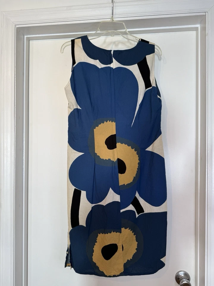 Vestido Marimekko 40/12 Vestido sin mangas Azul Unikko Estampado de Flores Foto 2 de 4