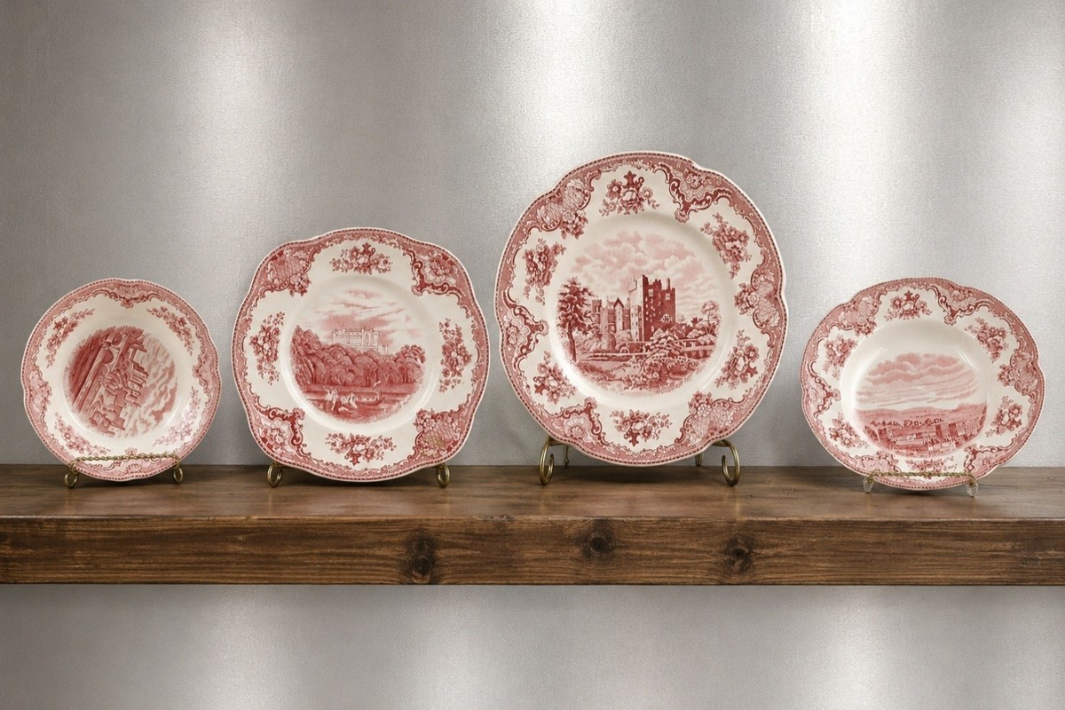 ジョンソンブラザーズ Old Britain Castle 大皿8点 セット 1900's JOHNSON BROTHERS Old Britain Castles Pink, Dinnerware Set
