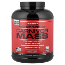 Carnivor Mass, Anabolic Beef Protein Gainer, Cookies Cream, 5.8 lbs 2,632 g