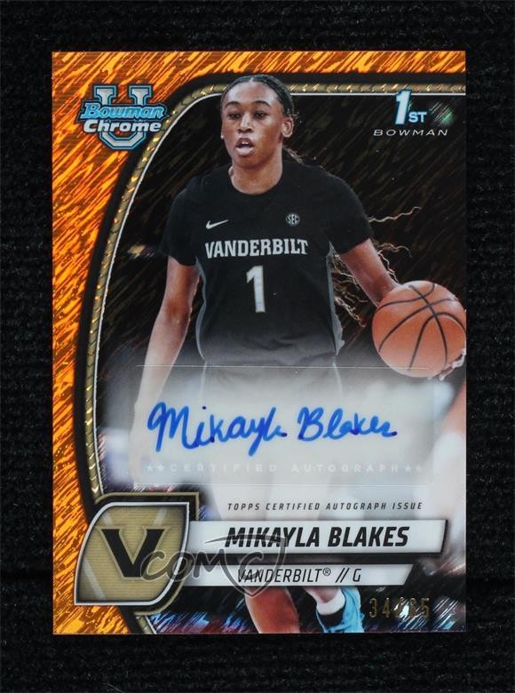 2024 Bowman U Chrome Orange Shimmer Refractor 34/65 Mikayla Blakes #55 Auto tw0
