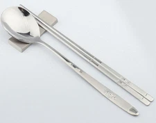 Korean Stainless Steel Spoon and Chopsticks Set  Kitchen Ware