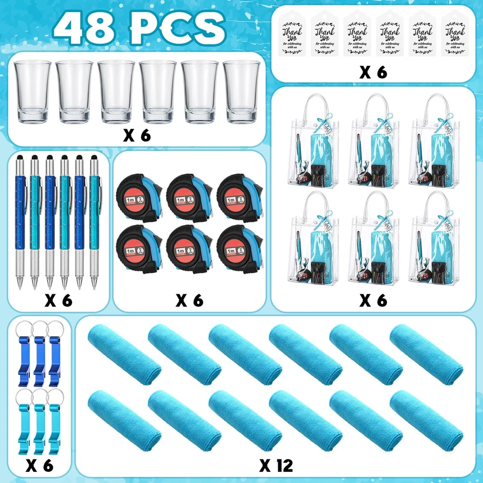 Juego de 6 piezas de premio para baby shower Leinuosen abridor de biberones destornillador cinta llavero... Foto 4 de 4