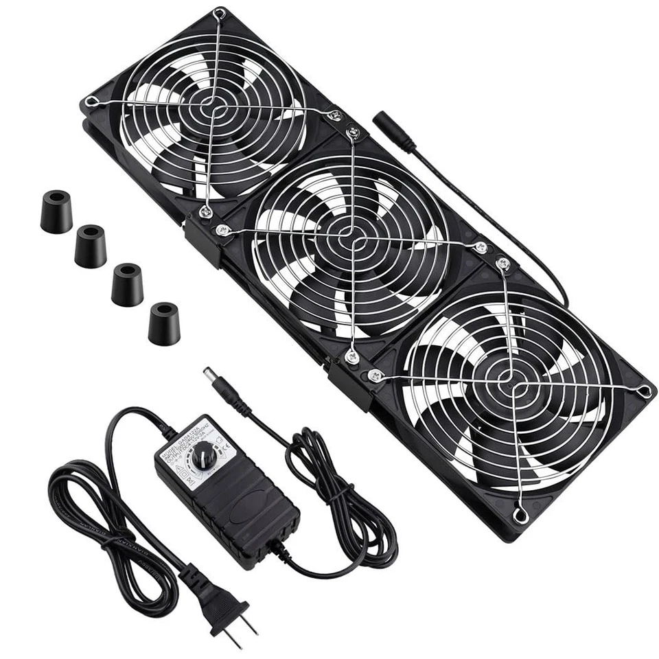 Powerful Dual Ball 3x120mm Fan with AC Plug - Variable Speed - Image 3 of 4