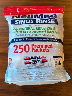 New Sealed Bag NEILMED SINUS RINSE 250 PACKETS PREMIXED REFILL