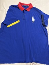 Polo Ralph Lauren Big Pony Multicolor Mesh Polo Shirt Blue Red Yellow 2XB