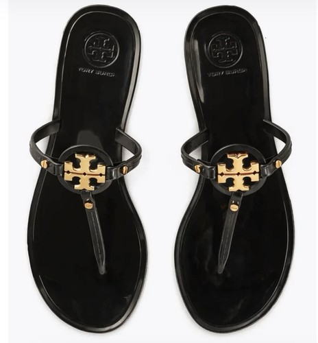 Tory Burch Mini Miller Women's Flat Thong Jelly Sandals - Black, US 7