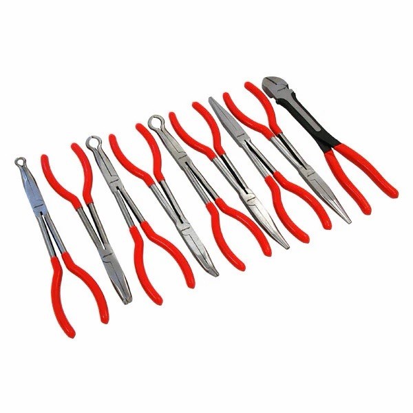 9pc 11"" Extra Long Nose Reach Bent Straight Side Cutter Pliers Plier Set - 5333