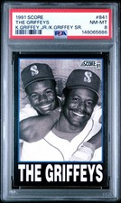 1991 SCORE K.GRIFFEY JR/K.GRIFFEY SR. #841 THE GRIFFEYS PSA 8