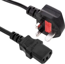 Power Cord UK Plug to IEC Cable (PC Mains Kettle Lead) C13 1m/2m/3m Lot High Qua