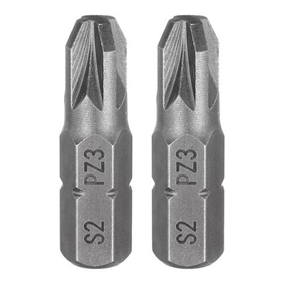2pcs PZ3 Magnetic Pozi Screwdriver Bit 1/4'' Hex Shank 1'' Length Industrial Bit