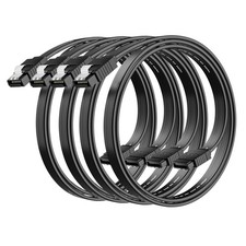 4 PCS SATA Cable III 18 Inch 7Pin Straight Angle 6Gbps Cord Locking Latch
