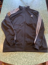 Nice Black with White Stripes Men s 2XL Adidas Tracksuit Jacket
