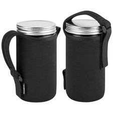 Wide Mouth Mason Jar Neoprene Sleeves with Handle, 24OZ Mason Jar Insulated C...