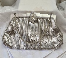 VINTAGE WHITING AND DAVIS SILVER TONE METALLIC MESH EVENING BAG