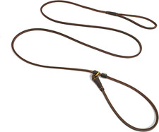 Real Leather Slip Lead Dog Leash, Thin Lightweight Adjustable Dog Train