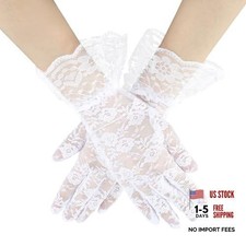 Abeillo Women Lace Gloves Short Wedding Glove Tea Party Gloves Courtesy White