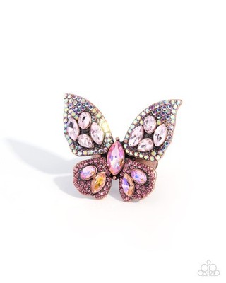 Paparazzi Shimmery Singularity - Copper - Rhinestones -UV Gems - Copper Ring